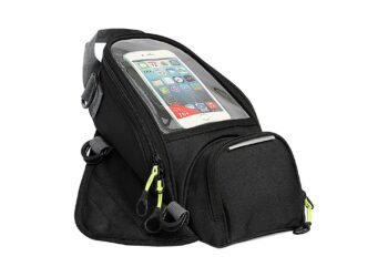 Bolsa de tanque para moto com imã, preta, com janela transparente