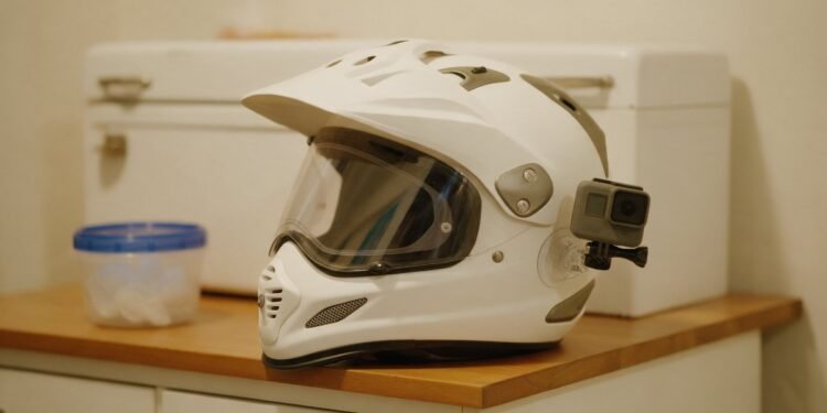 Capacete com câmera lateral, câmera no capacete é permitida