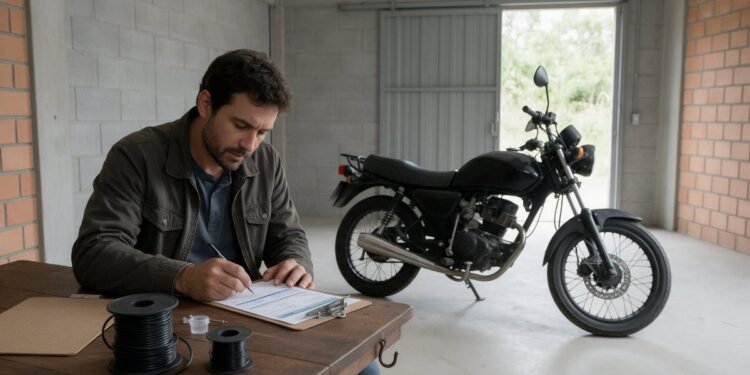 Pessoa conferindo documentos para contratar seguro de moto online