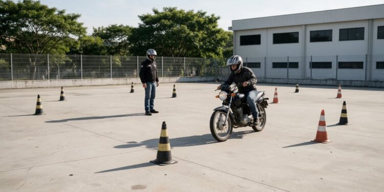 Iniciante em pátio de treino, como tirar CNH categoria A de moto