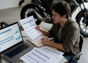 Pessoa fazendo um comparativo de seguradoras de moto
