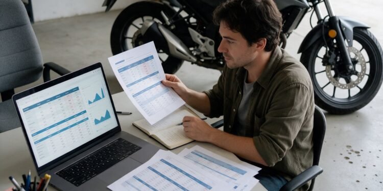 Pessoa fazendo um comparativo de seguradoras de moto