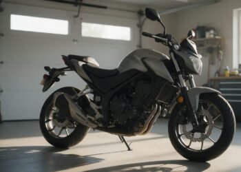 Moto estacionada na garagem de casa, pronta para a cotação seguro de moto