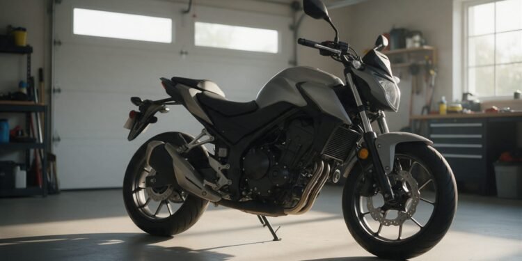 Moto estacionada na garagem de casa, pronta para a cotação seguro de moto