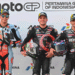 Pódio do GP da Indonésia de MotoGP 2026 com Bezzecchi, Raúl Fernández e Jorge Martin