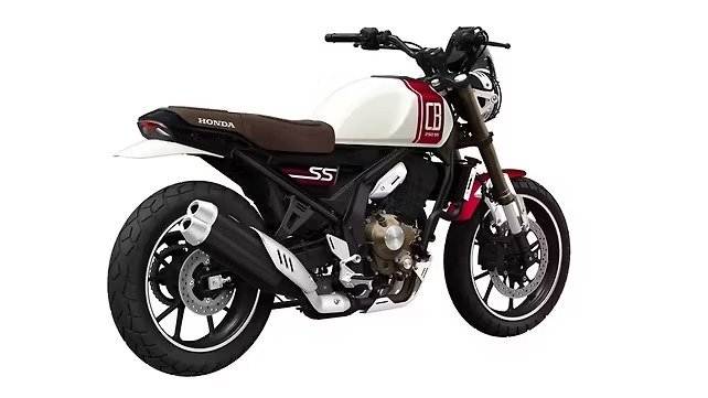 Honda CB250SS vista por trás, com banco marrom e escapamento com ponteira dupla