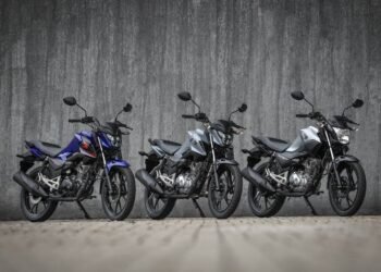 Lançamento da CG 160 2027: Titan azul, Fan cinza e Start prata lado a lado