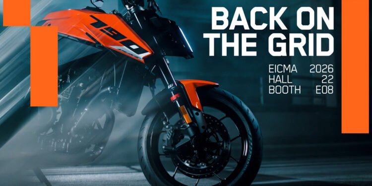 KTM na EICMA 2026: imagem de divulgação do retorno Back on the Grid