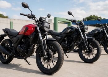 Motos novas alinhadas em loja, marcas de moto mais vendidas no Brasil