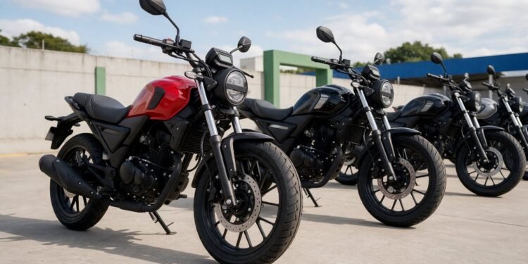 Motos novas alinhadas em loja, marcas de moto mais vendidas no Brasil