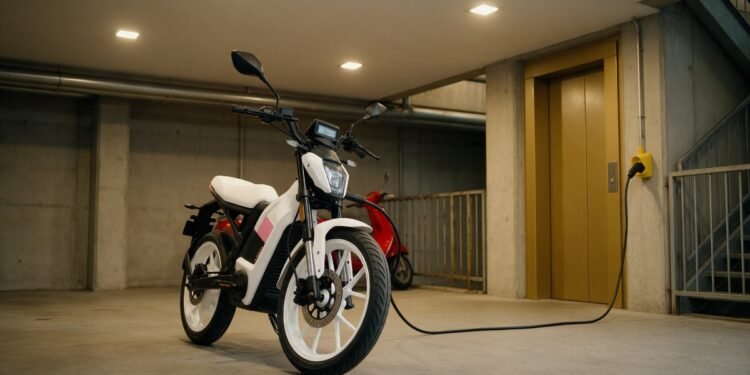 Moto elétrica carregando em garagem, moto elétrica vale a pena no Brasil
