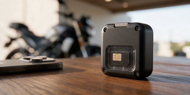Rastreador com compartimento de chip, rastreador com chip próprio para moto