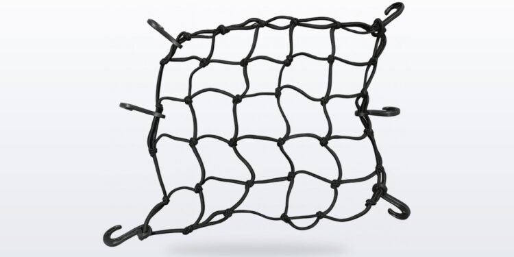 Rede elástica aranha 35x35 para capacete e bagageiro de moto, com ganchos