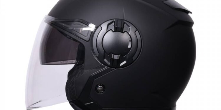 Capacete aberto Royal Enfield Downtown preto fosco com viseira longa
