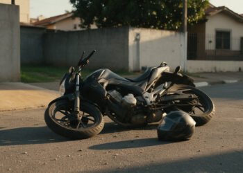 Moto tombada na rua com o capacete no chão: o seguro cobre queda de moto?