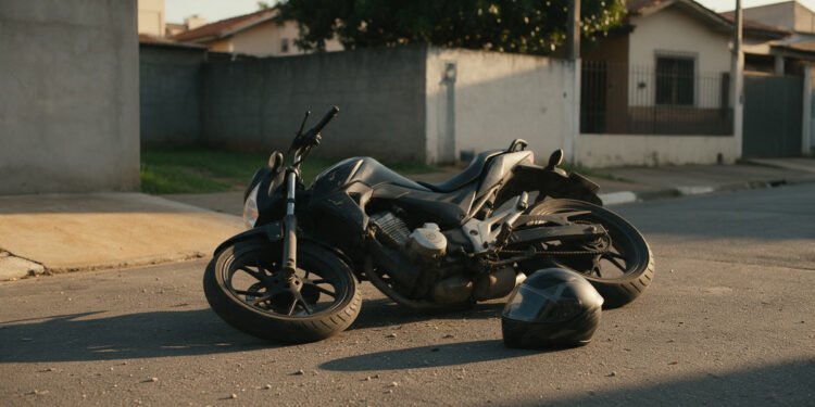 Moto tombada na rua com o capacete no chão: o seguro cobre queda de moto?