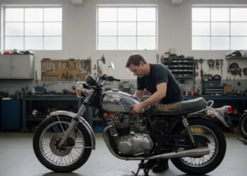 Mecânico reparando uma moto em oficina, rede de oficinas do seguro de moto HDI